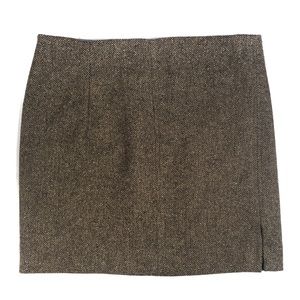Vince. Brown Herringbone Wool Blend Tweed Skirt (8)